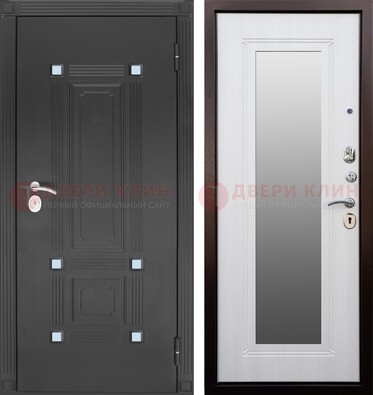Стальная черная дверь МДФ с зеркалом ДЗ-76 в Чебоксарах