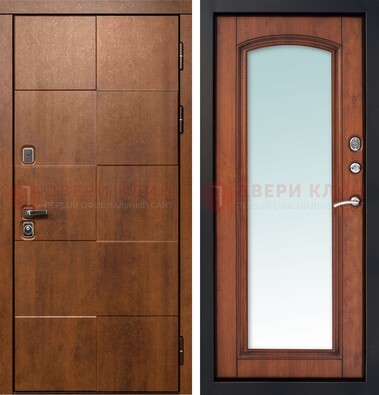 Белая филенчатая дверь с фрезерованной МДФ и зеркалом ДЗ-81 в Чебоксарах