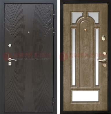 Темная металлическая дверь МДФ с различными зеркальными вставками внутри ДЗ-82 в Чебоксарах