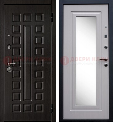 Черная филенчатая металлическая дверь МДФ с зеркалом ДЗ-83 в Чебоксарах