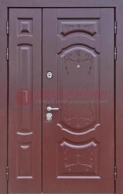 Коричневая стальная полуторная дверь с МДФ ПЛ-14 в Чебоксарах