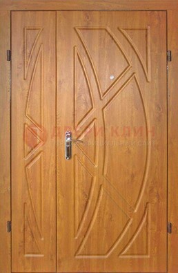 Полуторная металлическая дверь с МДФ золотой дуб ПЛ-17 в Чебоксарах