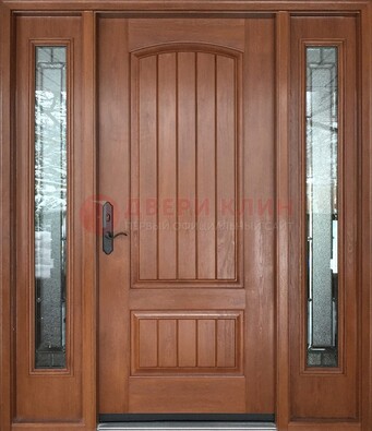 Стальная дверь с массивом дуба и витражом для дома ВЖ-17 в Чебоксарах