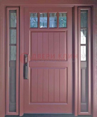 Входная дверь с массивом с фрамугами и витражом ВЖ-19 в Чебоксарах